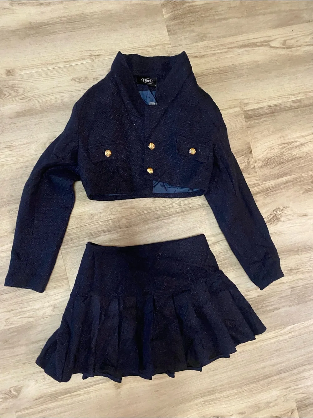 Cider Navy Tweed Skirt Set - Elegant Women's Two-Piece -NWOT never worn
